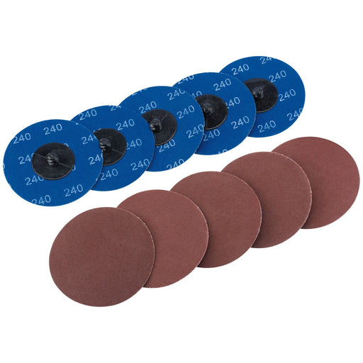 Draper Aluminium Oxide Sanding Discs, 75mm, 240 Grit (Pack of 10) 75619 Draper  - Dynamic Drive