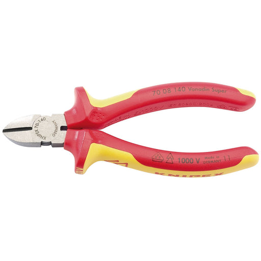 Draper Knipex 70 08 140UKSBE VDE Fully Insulated Diagonal Side Cutters, 140mm Draper  - Dynamic Drive