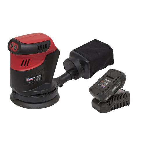 Sealey Cordless Orbital Palm Sander Kit125mm 20V 2Ah SV20 Series CP20VOSKIT1 Sealey  - Dynamic Drive