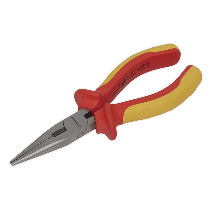 Sealey Long Nose Pliers 160mm VDE Approved AK83456 Sealey  - Dynamic Drive