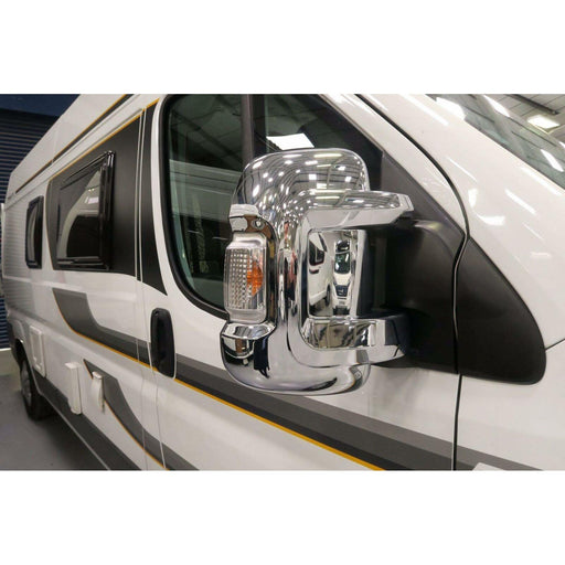 Milenco Short Arm Chrome Mirror Covers for Fiat Ducato Peugeot Boxer  Relay Milenco  - Dynamic Drive