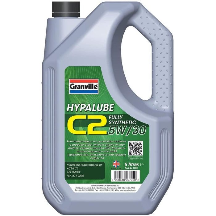 5w30 Fully Synthetic Engine Oil C2 5 Litre Mid SAPS PSA:B71 2290 API: SN/CF Granville  - Dynamic Drive