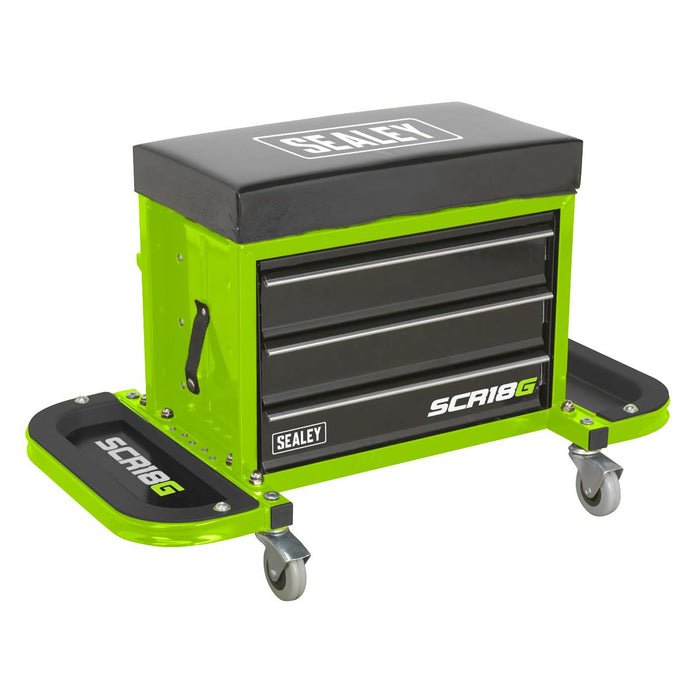 Sealey Mechanic's Utility Seat & Toolbox Hi-Vis Green SCR18G