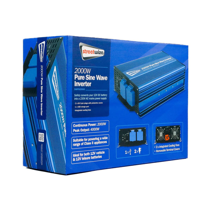 2000W 4000W Pure Sine Wave Power Inverter AC 12V to DC 230V USB SWPSI2000. Caps Streetwize  - Dynamic Drive