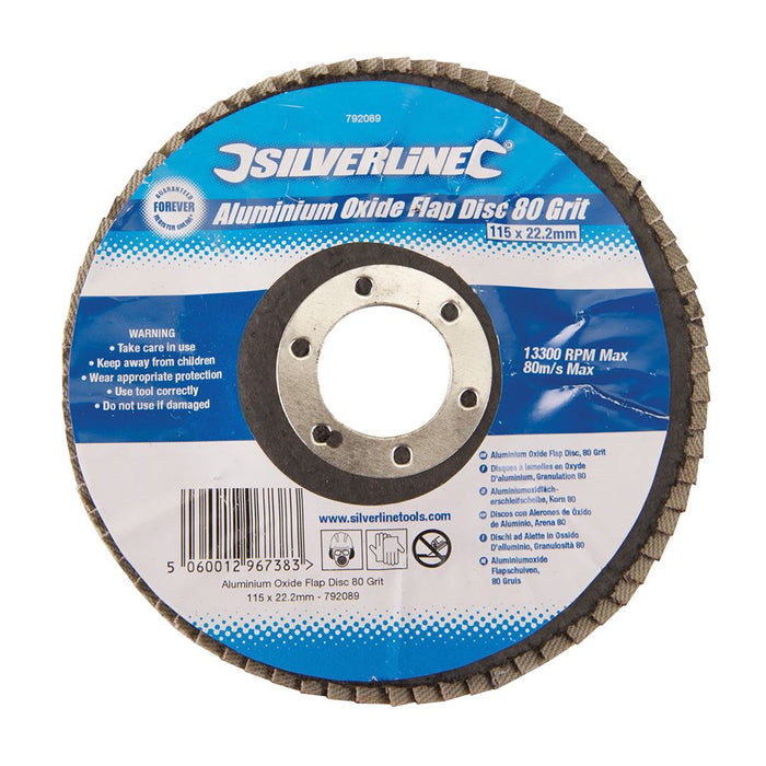 Silverline Aluminium Oxide Flap Disc 115mm 80 Grit Silverline  - Dynamic Drive