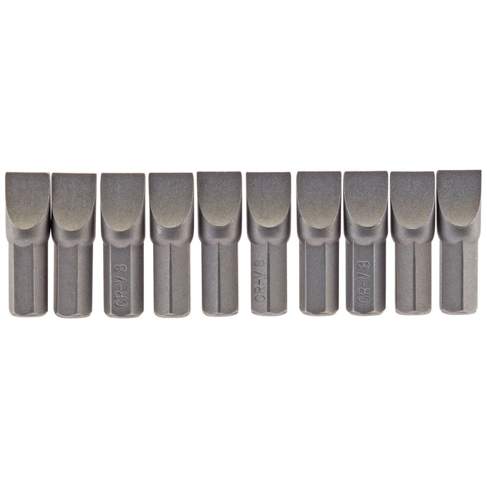 Draper Plain Slot Insert Bit, 8mm, 1/4" Hex, 25mm Long (Pack of 10) 64046 Draper  - Dynamic Drive