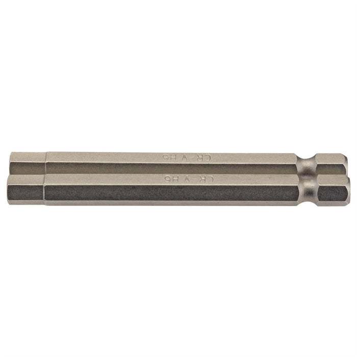 Draper Hexagonal Insert Bit, 6mm, 1/4" Hex, 75mm Long (Pack of 2) 64340 Draper  - Dynamic Drive