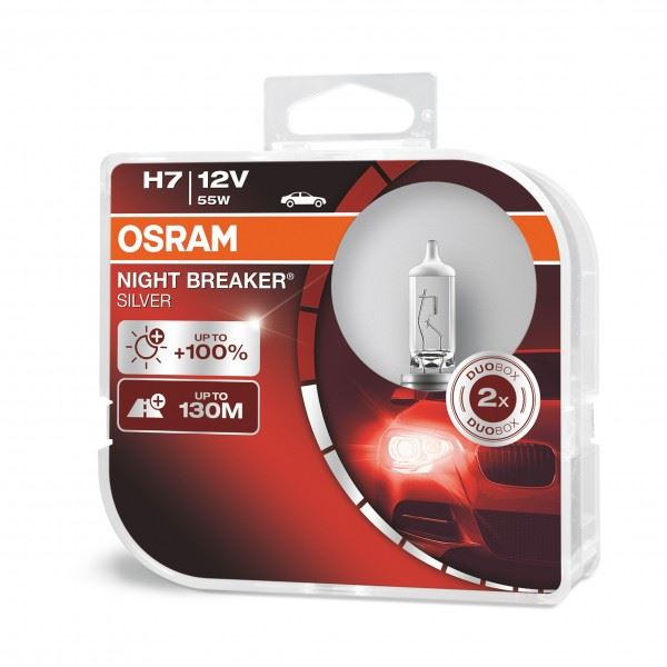 Osram Performance Bulbs - H7 Up To +100% More Brightness - (477/499) PX26d - Halogen - NIGHT BREAKER SILVER