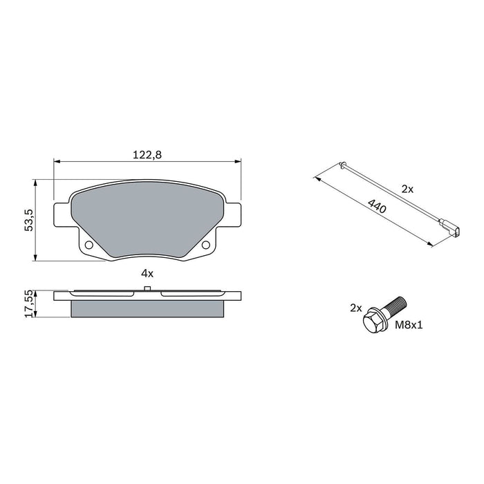 Genuine Bosch Brake Pad Set fits Ford Transit 280 TDCi - 2.2 - 06-14 0986494171