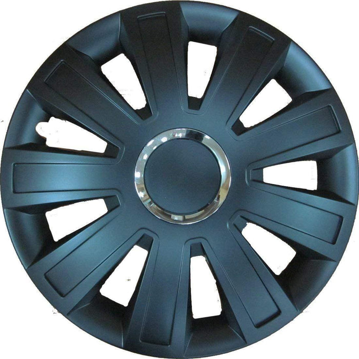 Pair Of Black 14" Universal Caravan Wheel Trims Hub Caps UKB4C  - Dynamic Drive