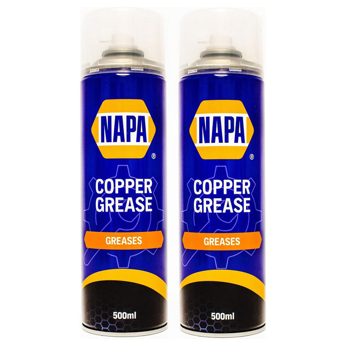 2x NAPA Copper Grease Spray Multi Purpose Anti Seize Compound Aerosol 500ml