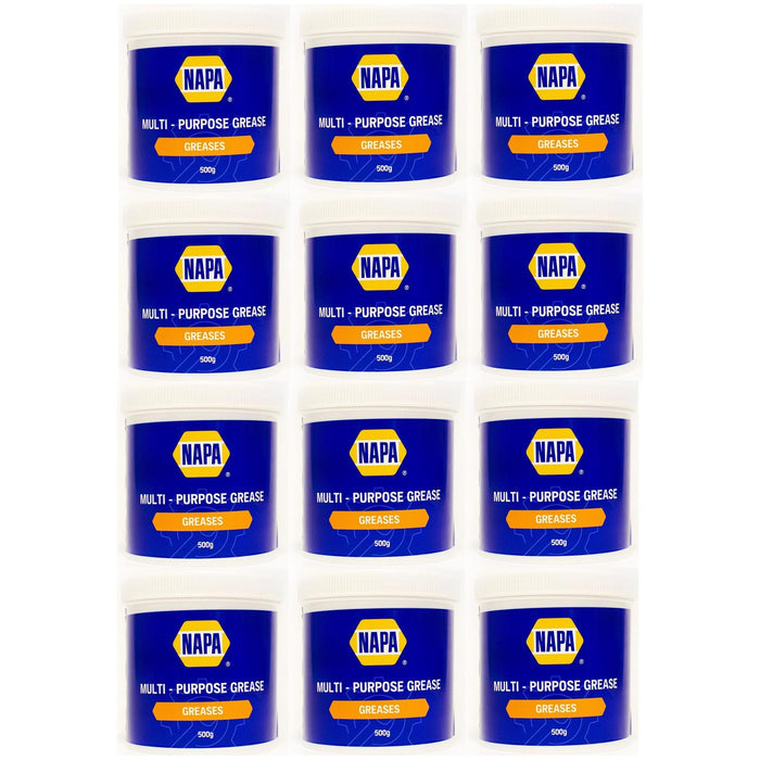 12x NAPA Multi Purpose Wheel Bearing Grease 500g Lithium LM2 TUB