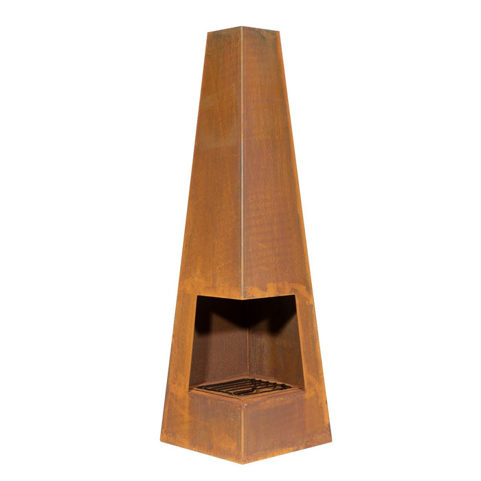 Dellonda Chiminea Wood Burner Heater for Outdoors W45cm x H150cm Corten Steel Dellonda  - Dynamic Drive