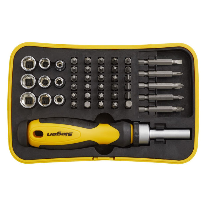 Sealey Socket & Bit Set 45pc Ratchet Screwdriver S0979 Siegen by Sealey  - Dynamic Drive