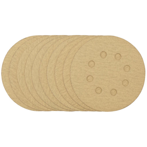 Draper Gold Sanding Discs with Hook & Loop, 125mm, 180 Grit (Pack of 10) 58113 Draper  - Dynamic Drive