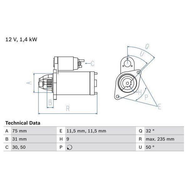 Bosch Reman Starter Motor 1984 0986019840