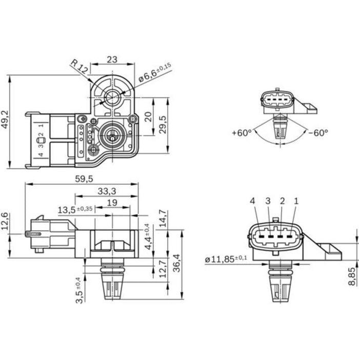 Genuine Bosch Map Sensor fits Suzuki Grand Vitara DDiS - 1.9 - 05-15 0281006171