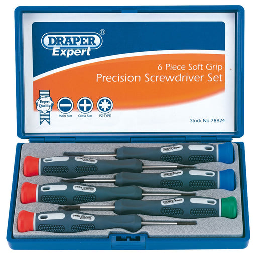 Draper Soft Grip Precision Screwdriver Set (6 Piece) 78924 Draper  - Dynamic Drive