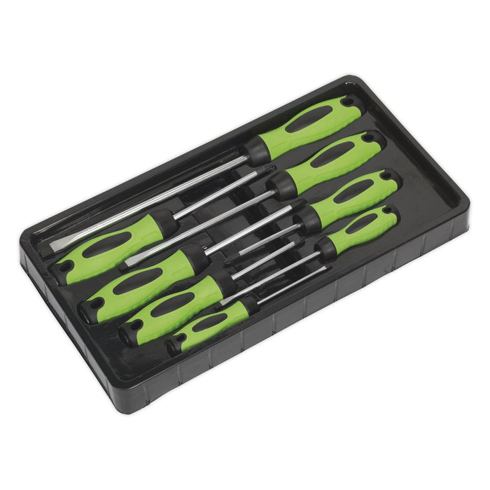 Sealey 8pc Hi Vis Screwdriver Set Magnetic Tips Slotted Pozi Phillips Sealey  - Dynamic Drive