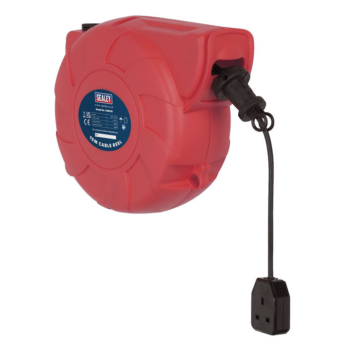 Sealey Cable Reel System Retractable 15m 1 x 230V Socket CRM151 Sealey  - Dynamic Drive