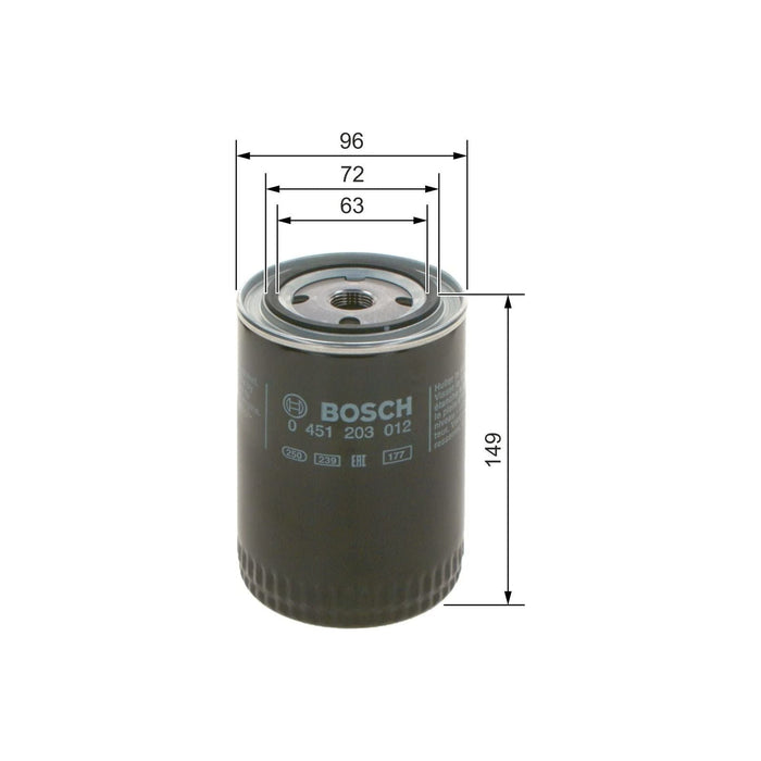 Bosch Car Oil Filter P3012 fits VW Golf Van (Hatchback) - 1.6 - 83-91 0451203012