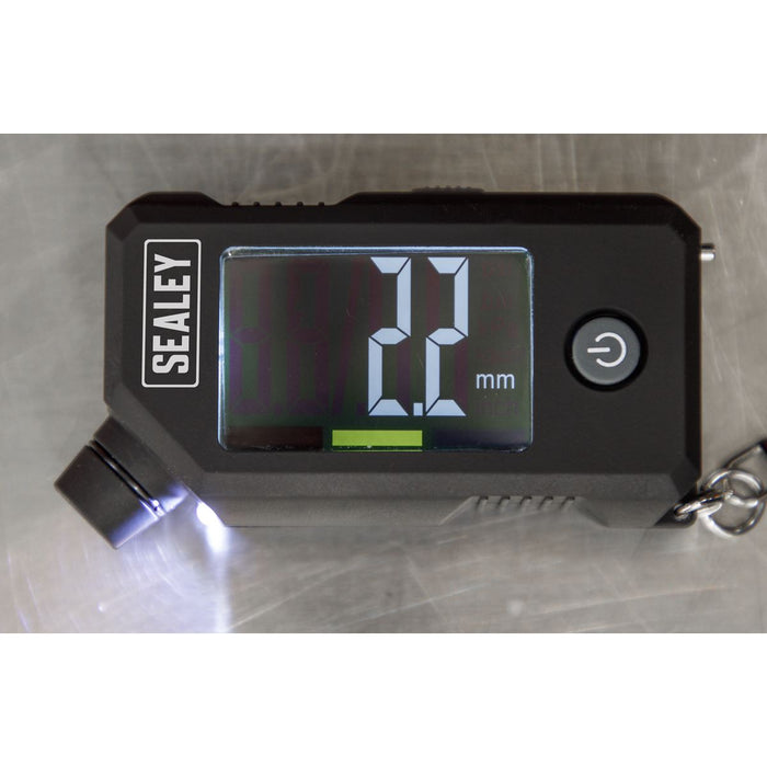 Sealey Digital Tyre Pressure & Tread Depth Gauge with LED TSTPG12 Sealey  - Dynamic Drive