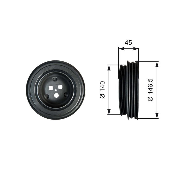 Gates Torsional Vibration Damper fits Ford Transit 280 TDCi - 2.2 - 06-14 TVD113