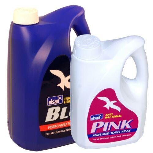 Elsan Blue 4L & Pink 2L Toilet Fluid Chemical UK Camping And Leisure