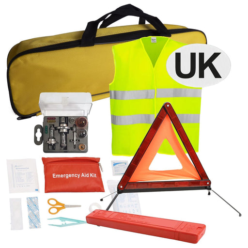 European Breakdown Emergency Travel Kit Triangle Vest Bulb Kit UK Sticker Streetwize  - Dynamic Drive