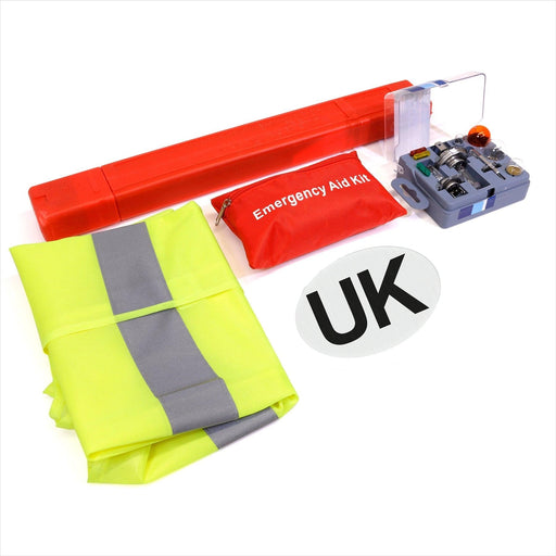 European Breakdown Emergency Travel Kit Triangle Vest Bulb Kit UK Sticker Streetwize  - Dynamic Drive