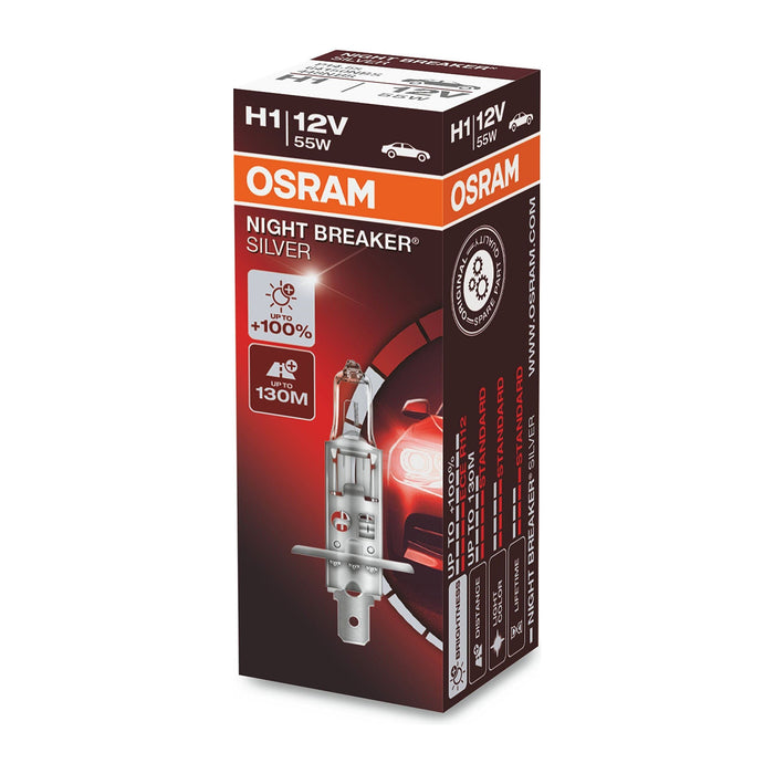 Osram NIGHT BREAKER SILVER H1, +100 percent more brightness, halogen headlamp, 6 Osram  - Dynamic Drive