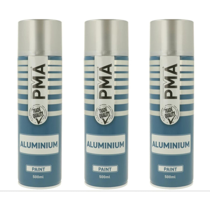 3x PMA Professional Aluminium 500ml Spray Paint High Coverage PMA  - Dynamic Drive