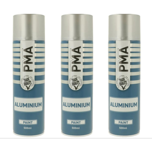 3x PMA Professional Aluminium 500ml Spray Paint High Coverage Autotek  - Dynamic Drive