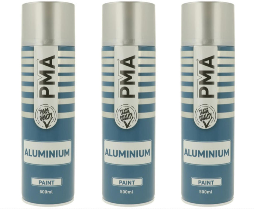 3x PMA Professional Aluminium 500ml Spray Paint High Coverage