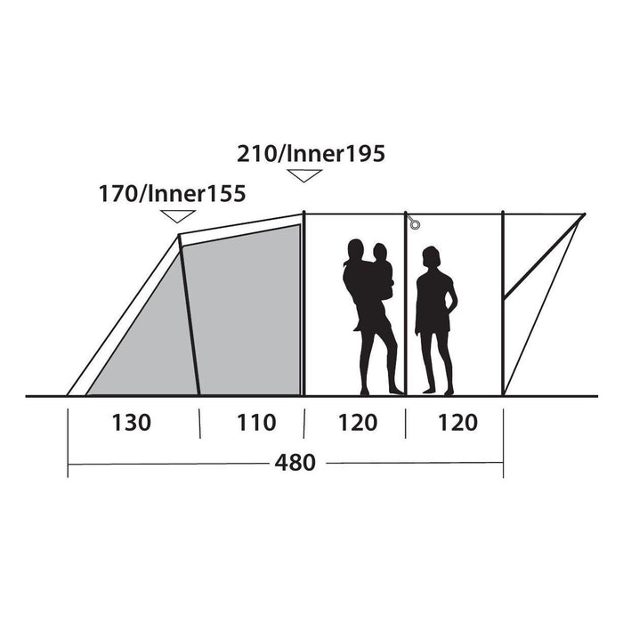 Outwell Sky 6 Tent 6 Berth Tunnel Tent 3 Bedroom Outwell  - Dynamic Drive