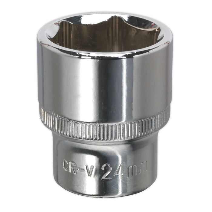 Sealey WallDrive Socket 24mm 1/2"Sq Drive Fully Polished SP1224