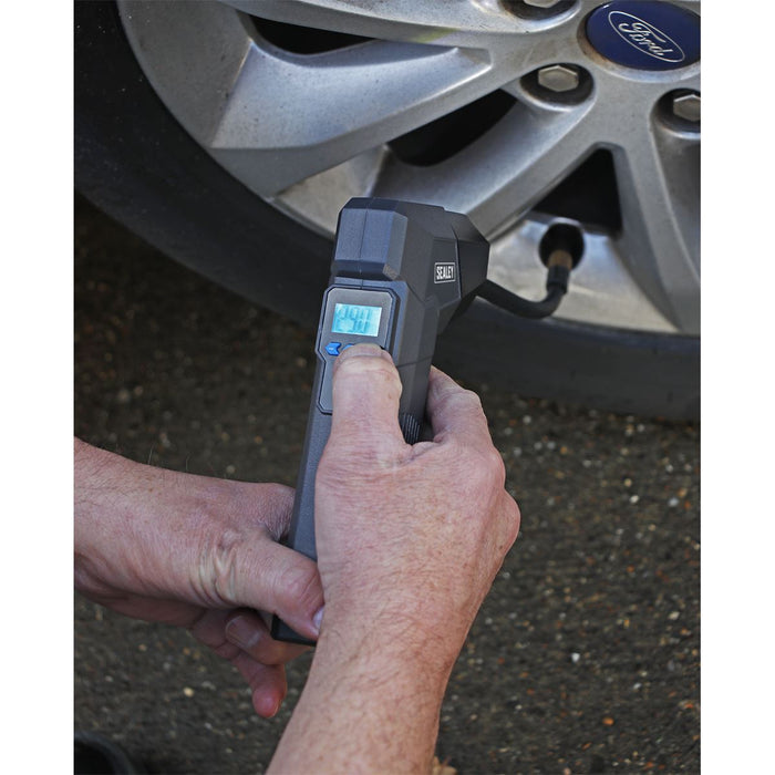 Sealey Compact Rechargeable Tyre Inflator & Power Bank with Worklight CTI120