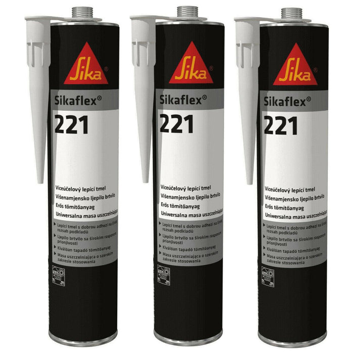 3 x Sikaflex 221 Black Strong Adhesive Sealant Sika Car Boat Caravan Motorhome UKB4C  - Dynamic Drive