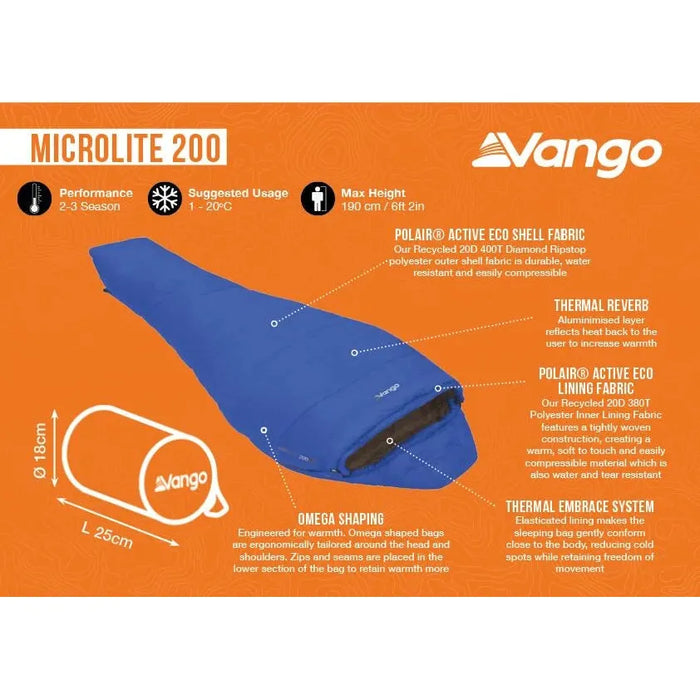 Vango Microlite 200 200 Classic Blue Sleeping Bag Vango  - Dynamic Drive