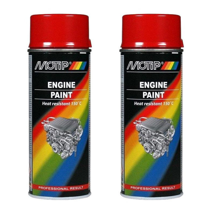 2X Motip Vht Red Heat Resistant Engine Spray Paint 150°C 400Ml Motip  - Dynamic Drive