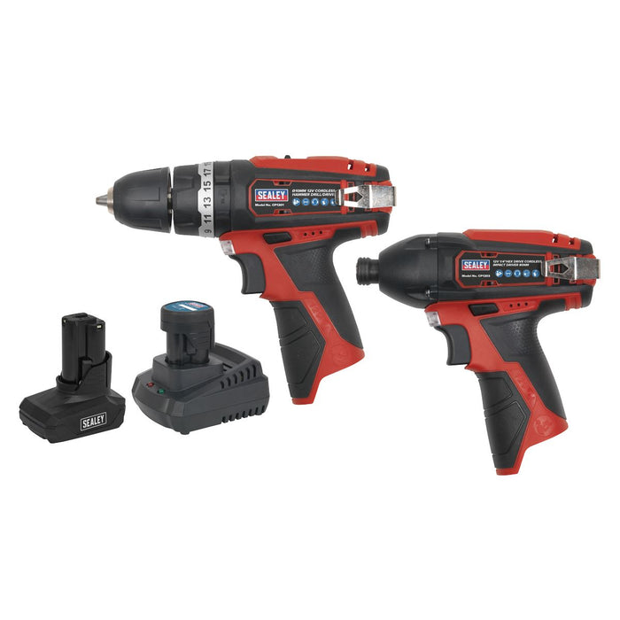 Sealey 2 x SV12 Series Cordless Power Tool Combo Kit 12V - 2 Batteries Sealey  - Dynamic Drive