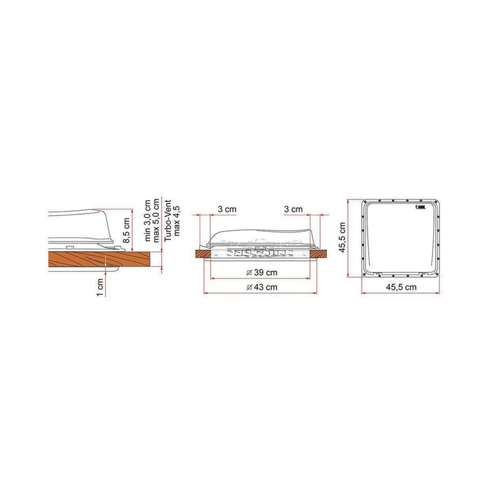 Fiamma Turbo Vent 160 White Skylight Roof Vent 12v Motorised Motorhome Caravan Fiamma  - Dynamic Drive