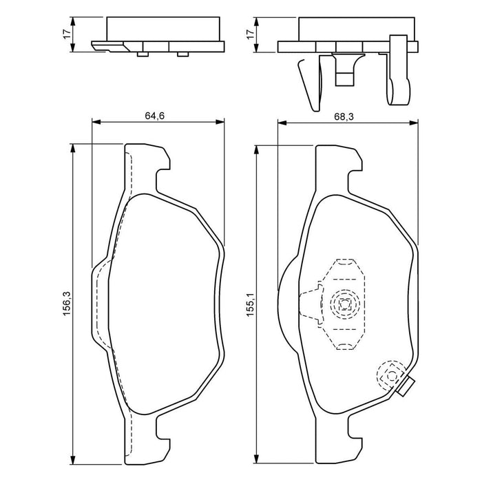 Genuine Bosch Brake Pad Set Bp1046 fits Honda Accord i-CTDi - 2.2 - 04-08 098649