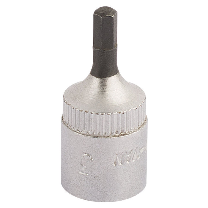 Draper Elora Hexagon Screwdriver Socket, 1/4" Sq. Dr., 3mm 11124