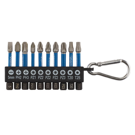 Draper Expert Impact Screwdriver Bit Set, 50mm, 1/4" Hex (10 Piece) 04933 Draper  - Dynamic Drive