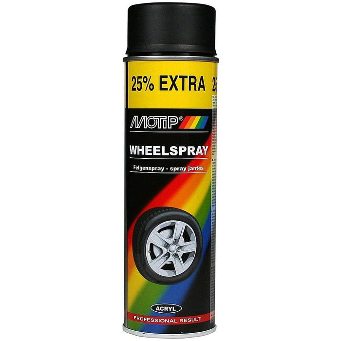 Motip Wheel Alloy/Steel Matt Black aerosol spray paint 500ml German Quality Motip  - Dynamic Drive