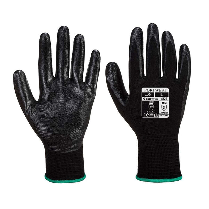 Portwest Dexti Grip Gloves - Black - Large - Pack of 12 Portwest  - Dynamic Drive