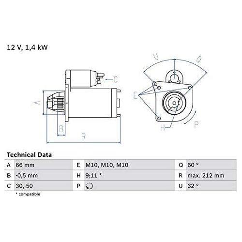 Bosch Reman Starter Motor 1657 0986016570 Bosch  - Dynamic Drive