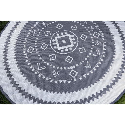 Outdoor Garden Rug Portable Mat for Decking Patio Round Grey/White 150 cm Dia Gardenwize  - Dynamic Drive