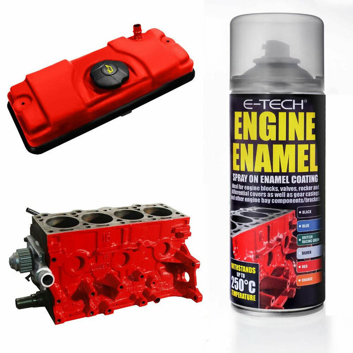 E-Tech Red Engine Enamel Spray On 400ml Heat Resistant High Temp Paint E-Tech  - Dynamic Drive